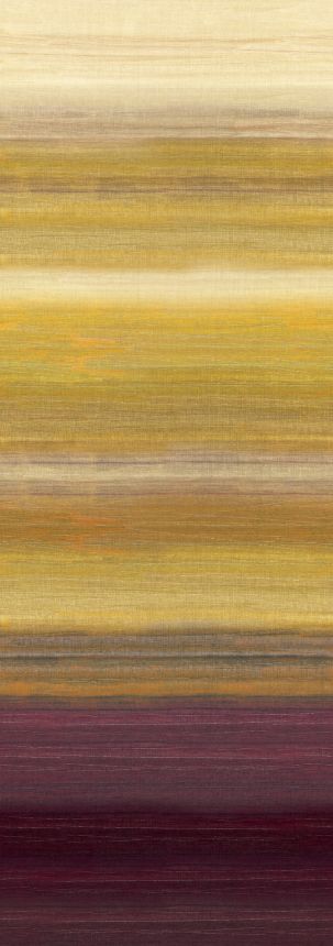 Vliesová obrazová tapeta na zeď, imitace látky, hnědá, žlutá, pruhy, DGRIC204-300, Serica, Masureel