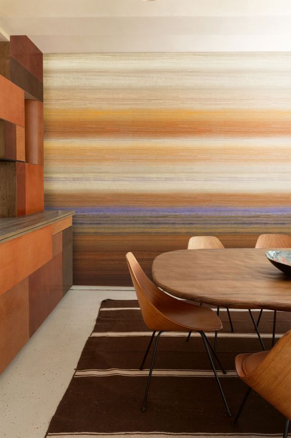 Vliesová obrazová tapeta na zeď, imitace látky, oranžová, béžová, pruhy, DGRIC205-260, Serica, Masureel