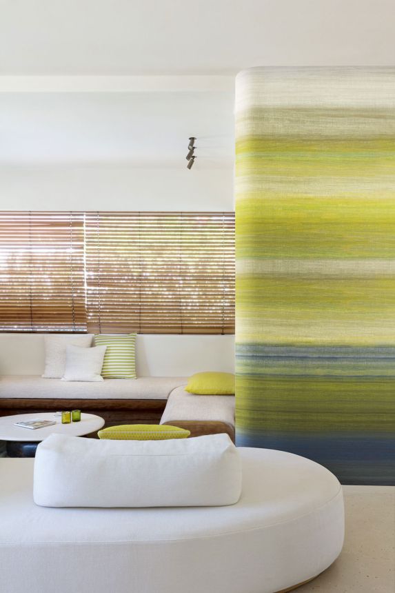 Vliesová obrazová tapeta na zeď, imitace látky, zelená, modrá, pruhy, DGRIC206-260, Serica, Masureel