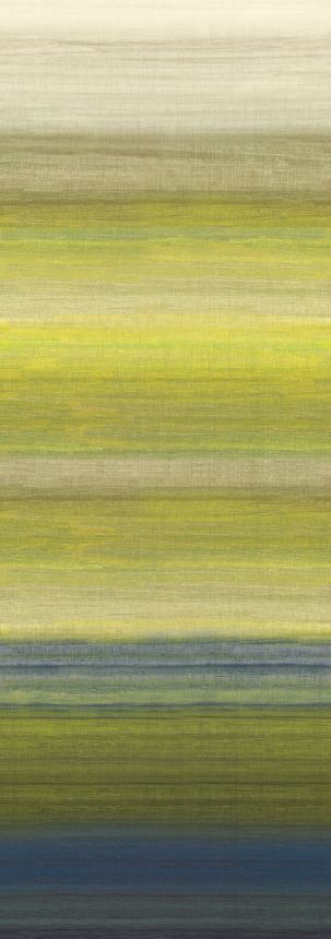 Vliesová obrazová tapeta na zeď, imitace látky, zelená, modrá, pruhy, DGRIC206-300, Serica, Masureel