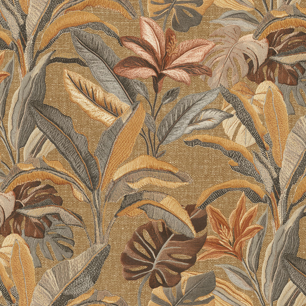 Luxusní vliesová tapeta na zeď, hnědá, květiny, listy, 73801, Tendenze, Emiliana Parati