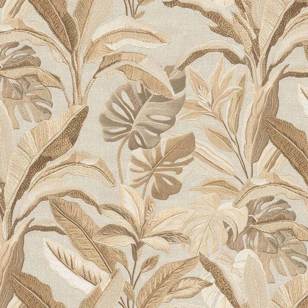 Luxusní vliesová tapeta na zeď, béžová, květiny, listy, 73802, Tendenze, Emiliana Parati