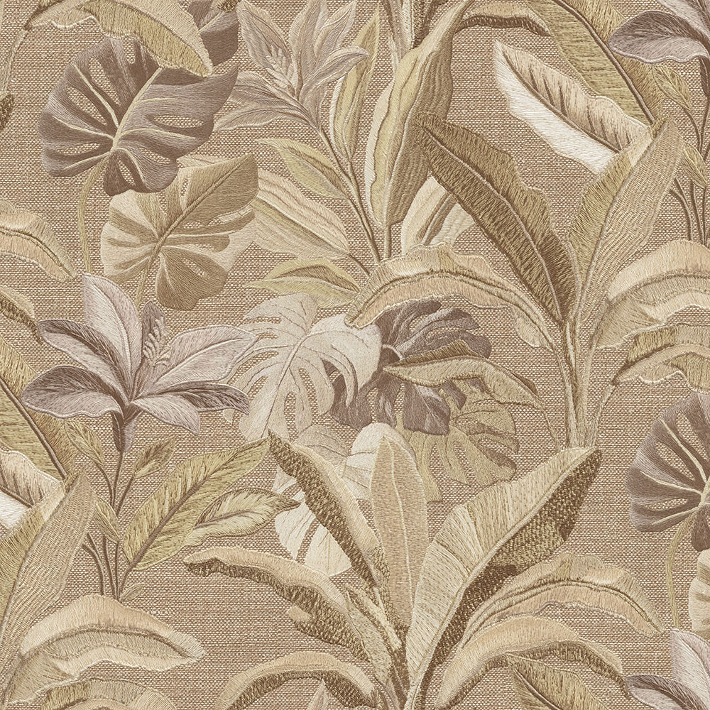 Luxusní vliesová tapeta na zeď, hnědo-zlatá, květiny, listy, 73804, Tendenze, Emiliana Parati