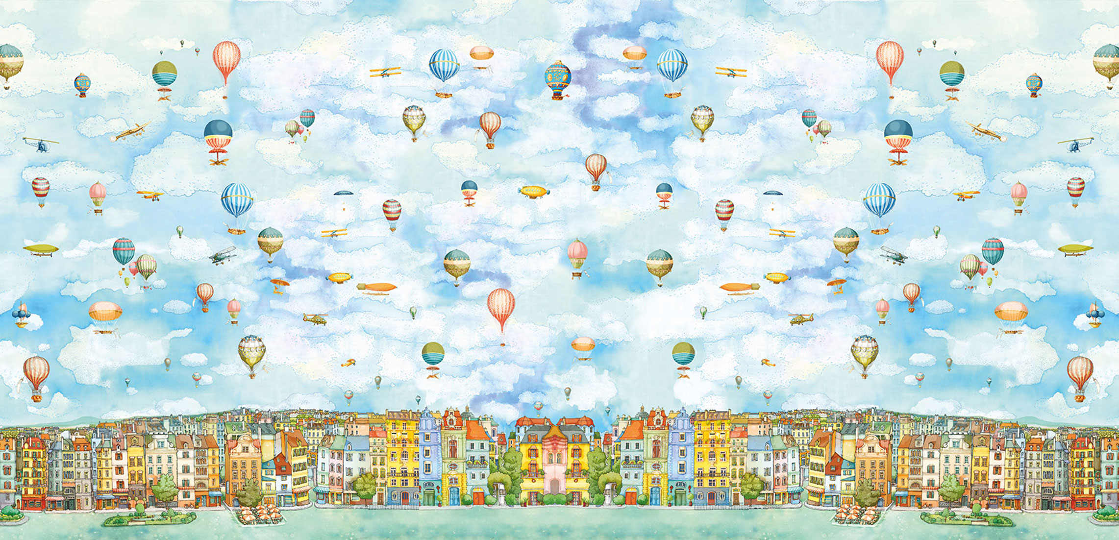 Fototapety na míru, Balony, vzducholodě, letadla nad městem, 6014, Imaginum, Vavex