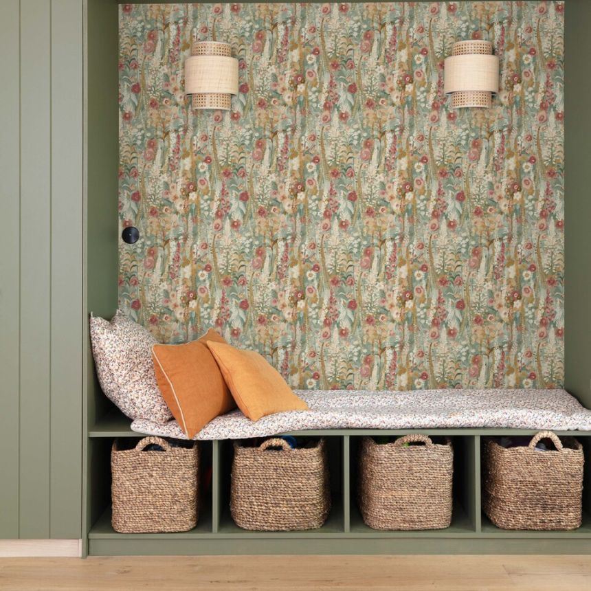 Vliesová tapeta na zeď, zelená, květiny,  A74603, Inia, Grandeco