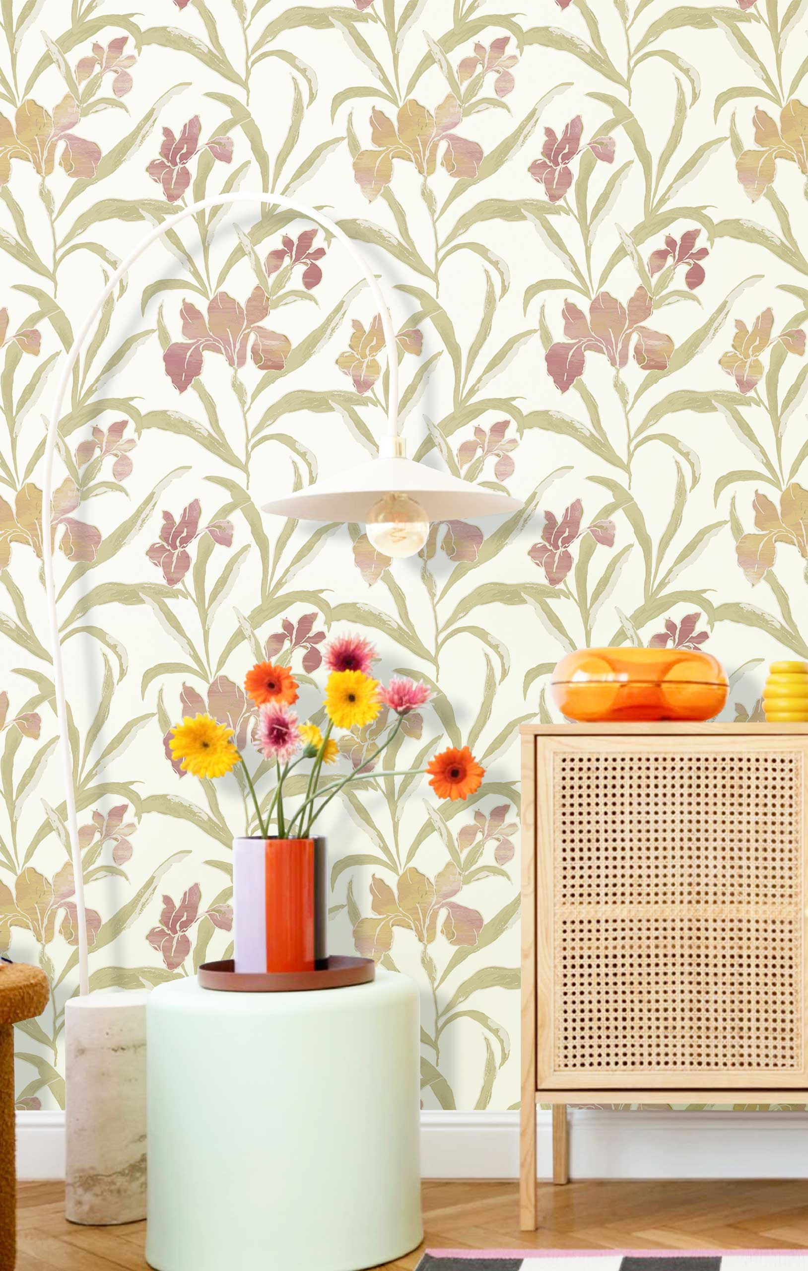 Vliesová tapeta na zeď, růžovo-zelená, květiny, 2021, Rio, Parato by Cristiana Masi