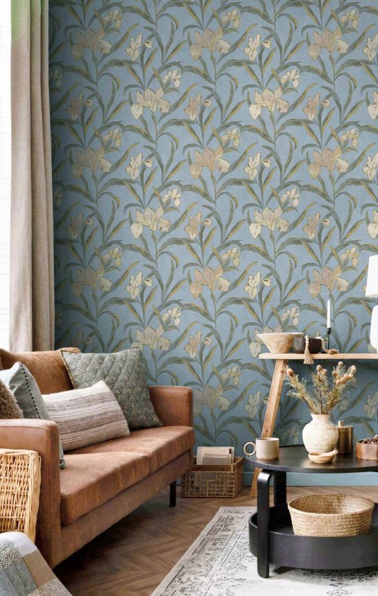 Vliesová tapeta na zeď, modrá, květiny, 2024, Rio, Parato by Cristiana Masi