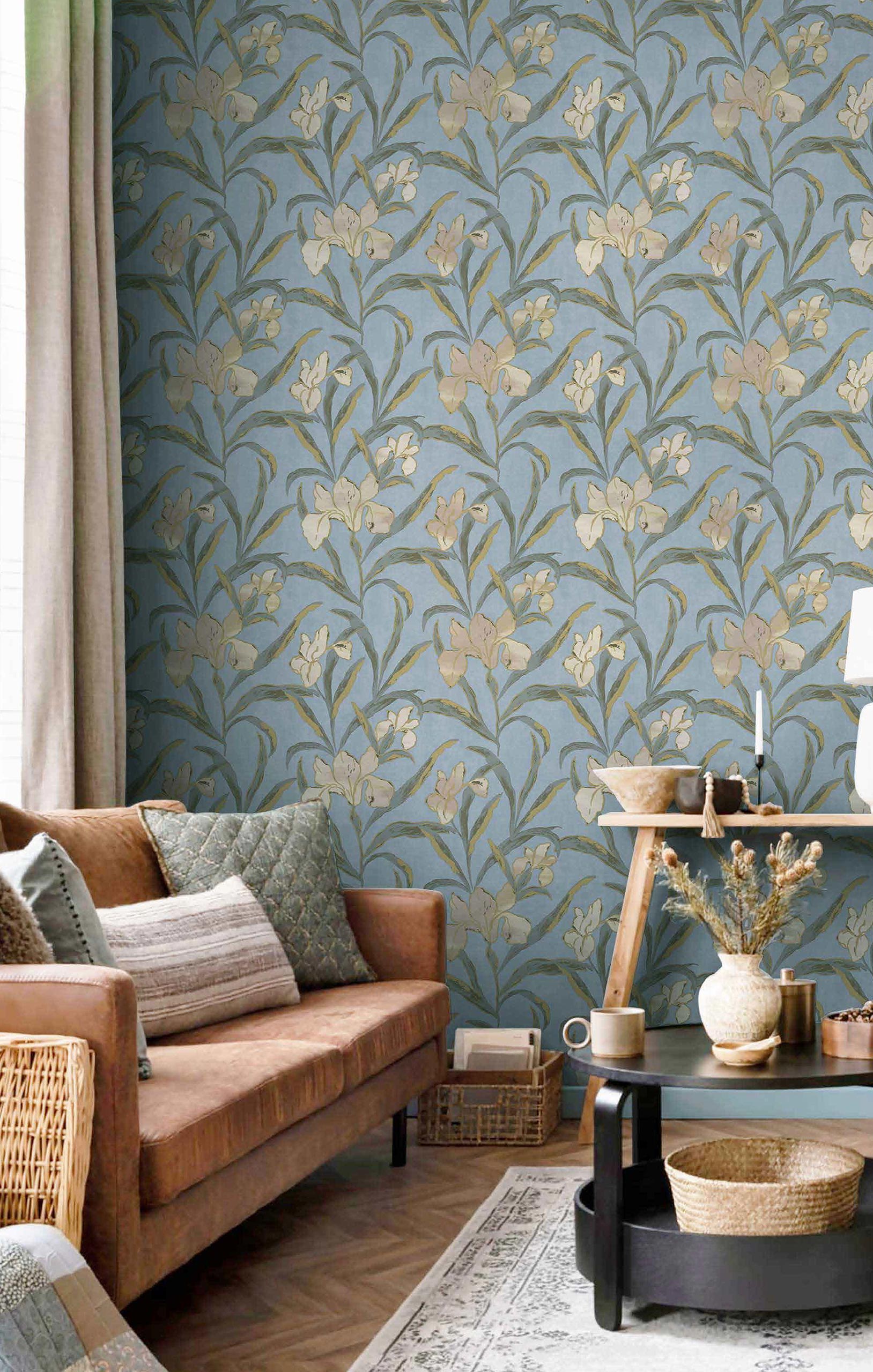 Vliesová tapeta na zeď, modrá, květiny, 2024, Rio, Parato by Cristiana Masi