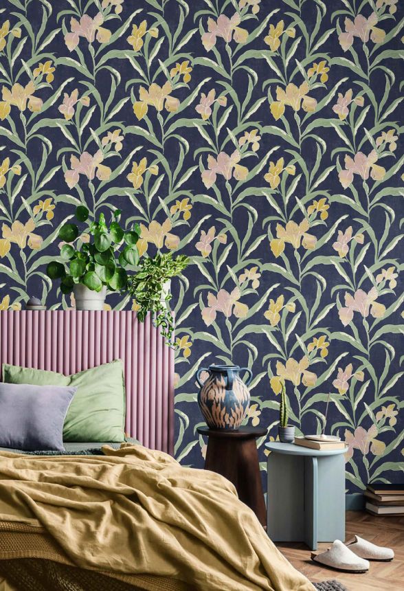 Vliesová tapeta na zeď, modrá, květiny, 2025, Rio, Parato by Cristiana Masi