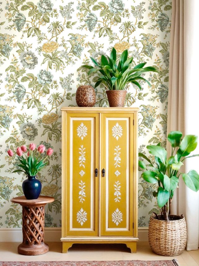 Vliesová tapeta na zeď, zeleno-modrá, květiny, 8305, Blooming Garden 2, Parato by Cristiana Masi