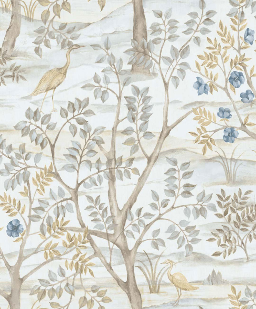 Vliesová tapeta na zeď, modrá, stromy, ptáci, 8316, Blooming Garden 2, Parato by Cristiana Masi