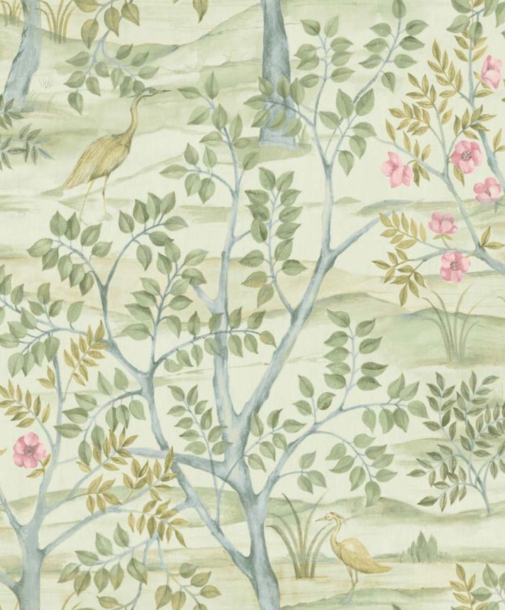 Vliesová tapeta na zeď, zelená, stromy, ptáci, 8317, Blooming Garden 2, Parato by Cristiana Masi
