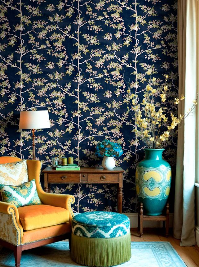 Vliesová tapeta na zeď, modrá, stromy, listy, 8322, Blooming Garden 2, Parato by Cristiana Masi