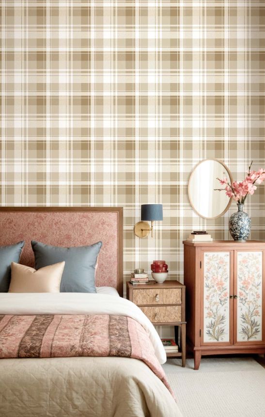 Vliesová tapeta na zeď, béžová, imitace tartanové látky, 8386, Blooming Garden 2, Parato by Cristiana Masi