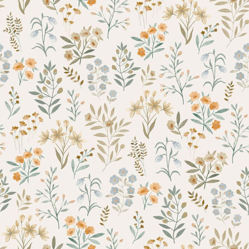 Vliesová tapeta na zeď, modrá, květiny, A80101, Inia, Grandeco