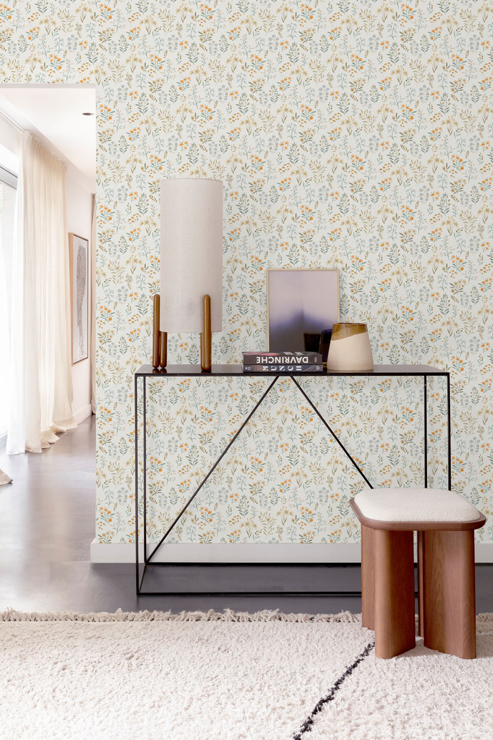 Vliesová tapeta na zeď, modrá, květiny, A80101, Inia, Grandeco