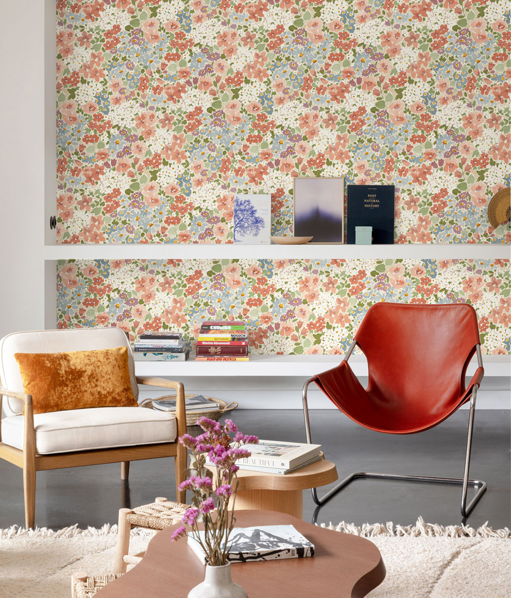 Vliesová tapeta na zeď, růžová, květiny, A80502, Inia, Grandeco