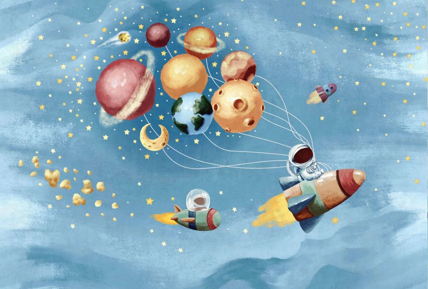 Dětská vliesová obrazová tapeta, Vesmír, 10138, 455 x 235 cm, Vavex