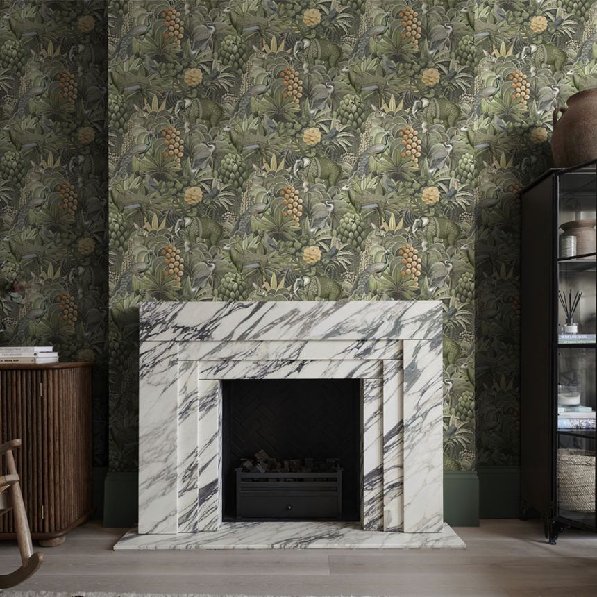 Vliesová tapeta na zeď, zelená, džungle, zvířata, 142316, Jaipur, Graham Brown Premium