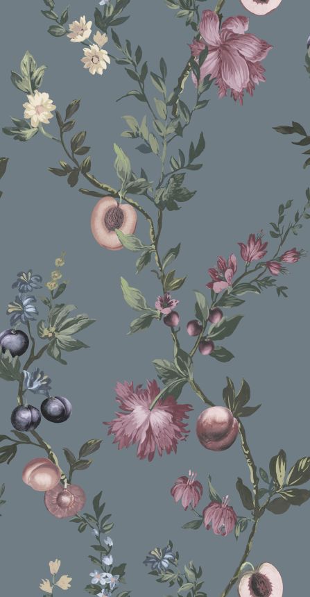 Vliesová tapeta na zeď, modrá, větvičky, květiny, 142340, Allurium, Graham Brown Premium