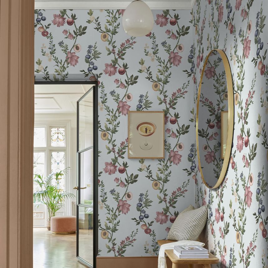 Vliesová tapeta na zeď, modrá, větvičky, květiny, 142343, Allurium, Graham Brown Premium