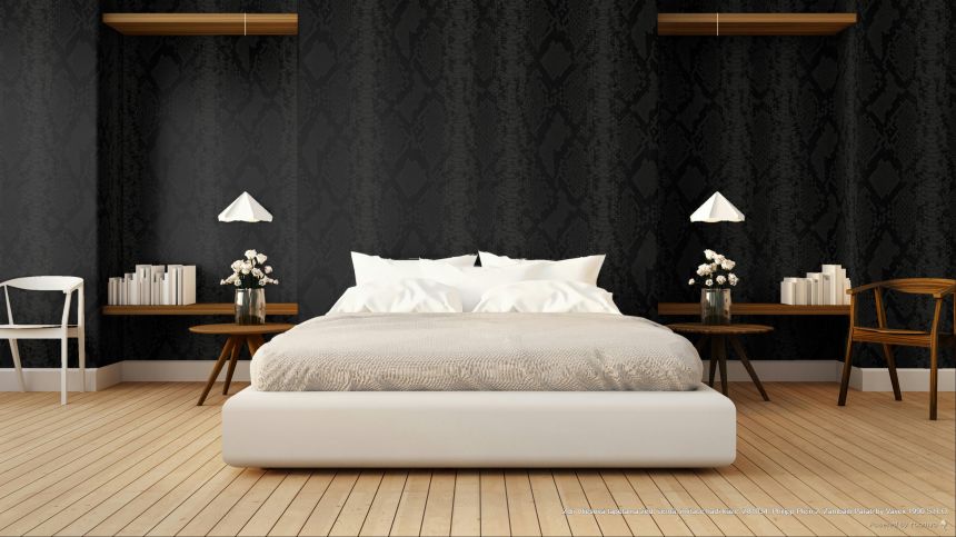 Vliesová tapeta na zeď, černá, imitace hadí kůže, Z81034, Philipp Plein 2, Zambaiti Parati