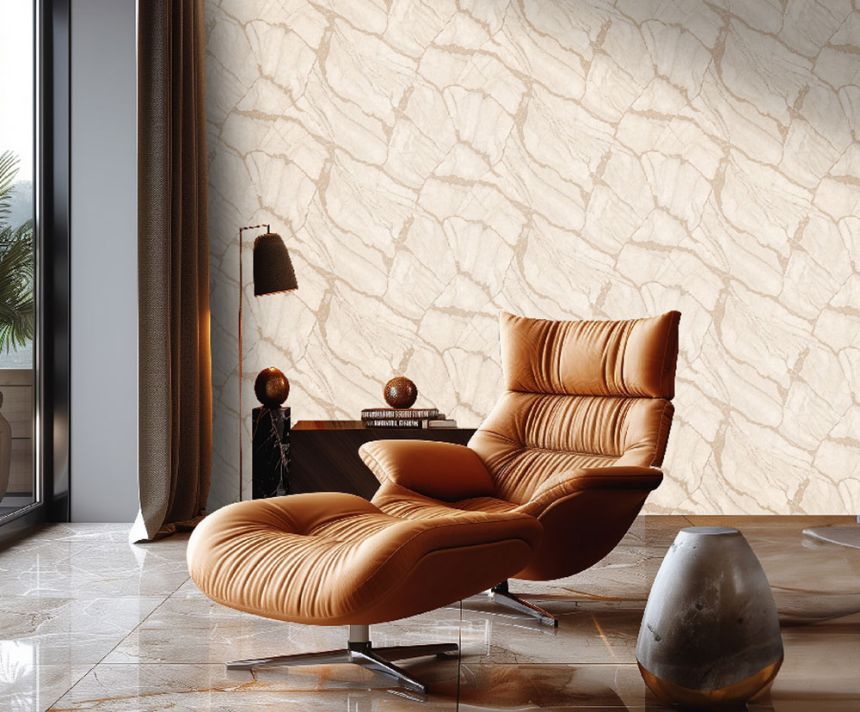 Vliesová tapeta na zeď, béžová, zlatá, imitace mramoru, Z81040, Philipp Plein 2, Zambaiti Parati