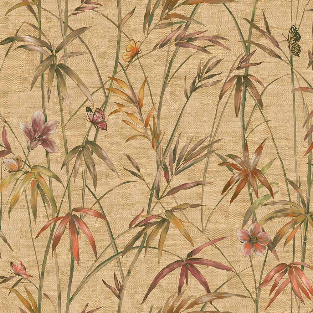 Vliesová tapeta na zeď, béžová, zelená, látková textura, rostliny, Z81044, Philipp Plein 2, Zambaiti Parati