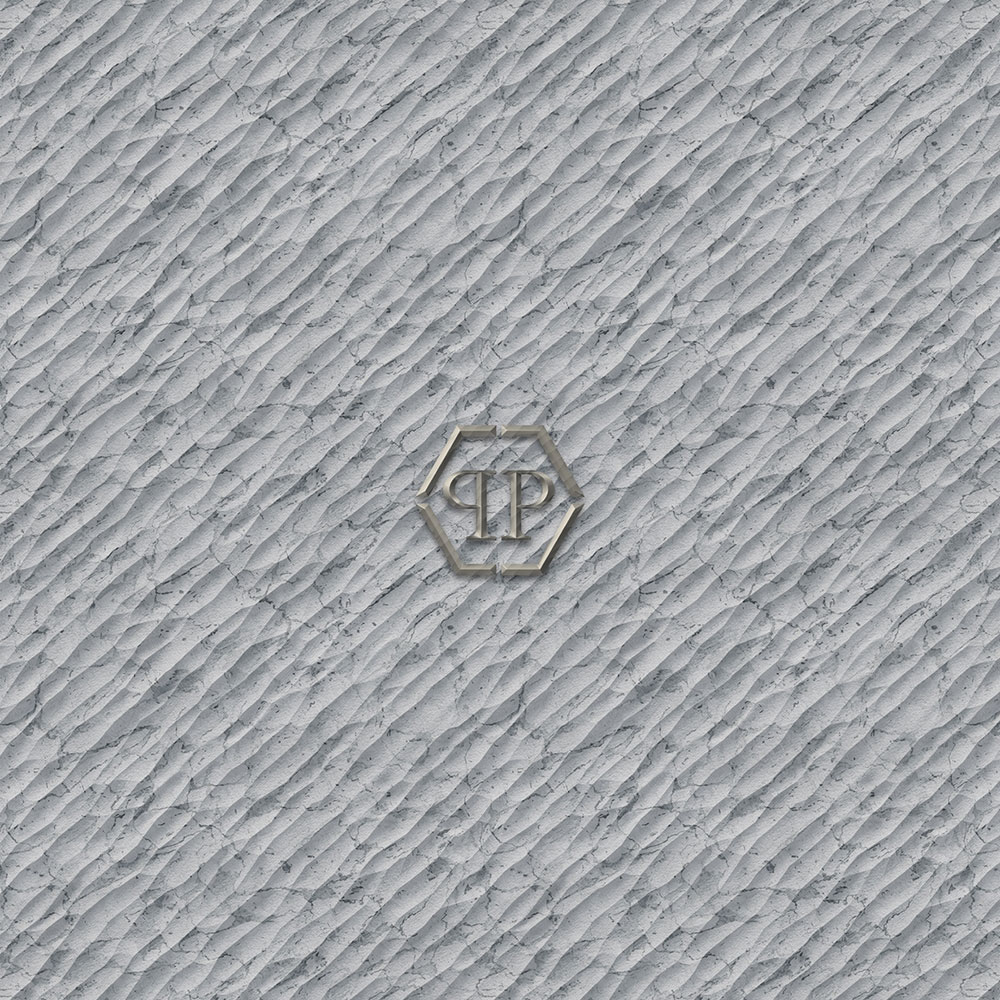 Vliesová obrazová tapeta na zeď, šedá, mramor, logo, Z81060, 3x3m, Philipp Plein 2, Zambaiti Parati