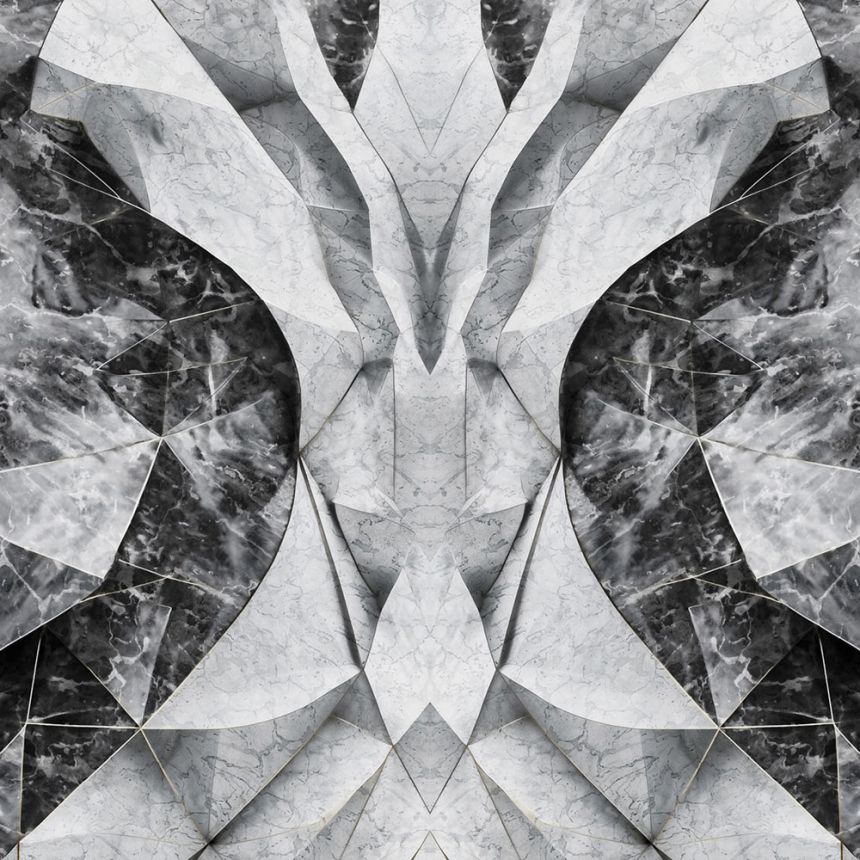 Vliesová obrazová tapeta na zeď, černá, šedá, mramor, tvary, Z81068, 3x3m, Philipp Plein 2, Zambaiti Parati