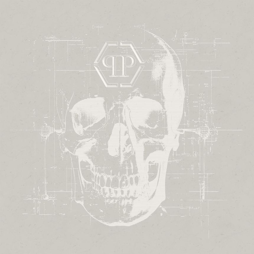 Vliesová obrazová tapeta na zeď, béžová, lebka, Z81077, 3x3m, Philipp Plein 2, Zambaiti Parati