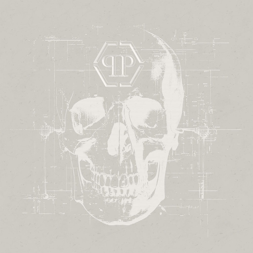 Vliesová obrazová tapeta na zeď, béžová, lebka, Z81077, 3x3m, Philipp Plein 2, Zambaiti Parati