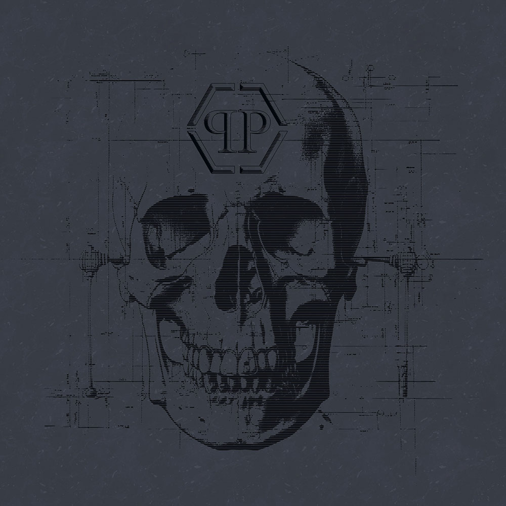 Vliesová obrazová tapeta na zeď, černá, lebka, Z81078, 3x3m, Philipp Plein 2, Zambaiti Parati