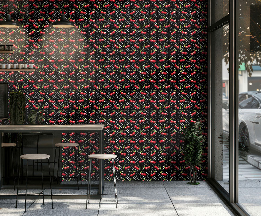 Vliesová obrazová tapeta na zeď, černá, červená, třešně, Z81082, Philipp Plein 2, Zambaiti Parati