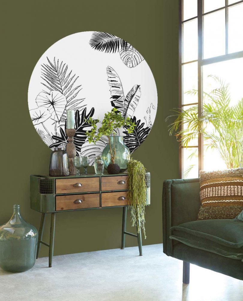 Samolepící kruhová tapeta s listy 309141, 100cm, Wallpower Favorites, Eijffinger