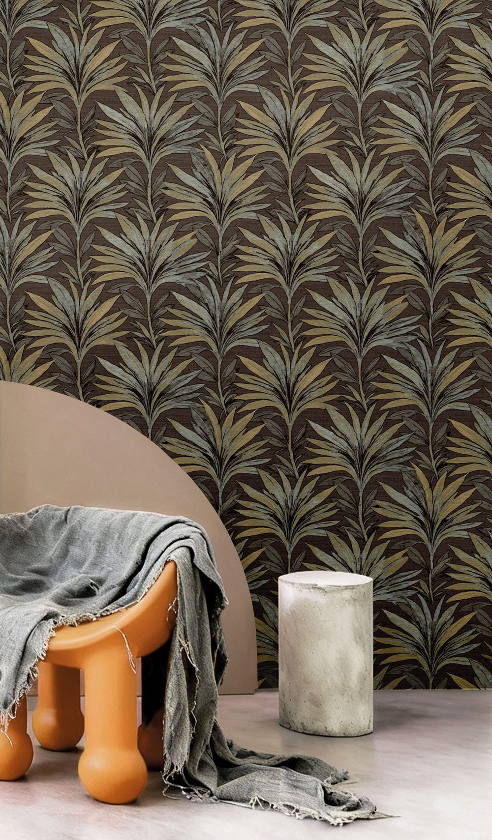 Vliesová tapeta na zeď, hnědá, šedá, listy, 5819, Jaipur, Parato by Cristiana Masi