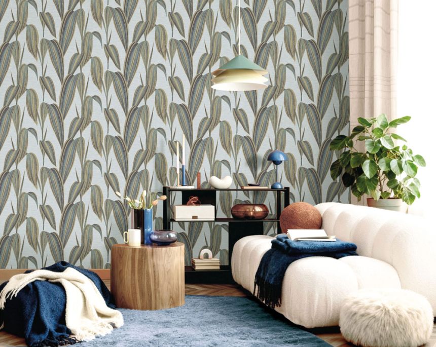 Vliesová tapeta na zeď, modrá, hnědá, listy, 5836, Jaipur, Parato by Cristiana Masi