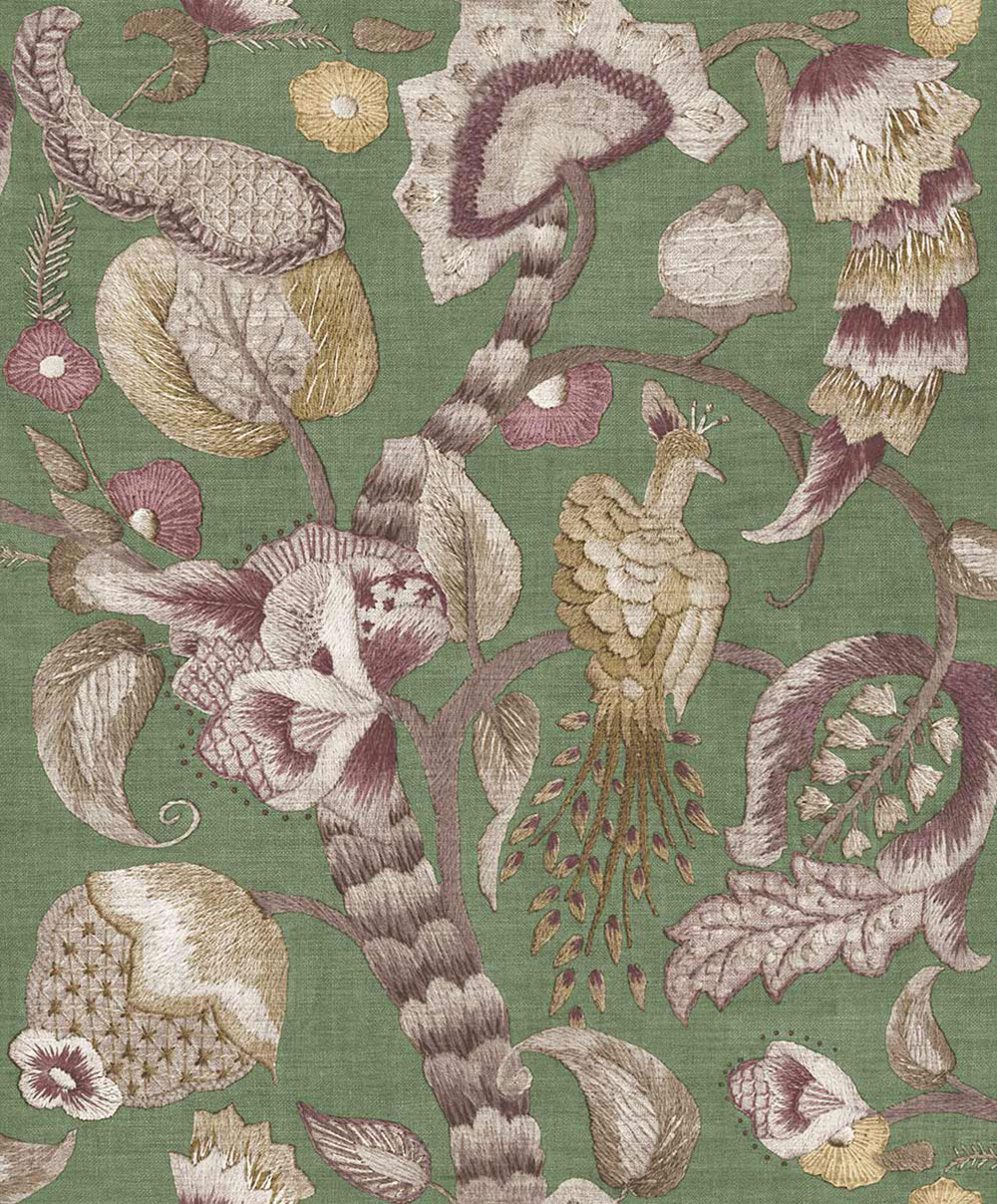 Vliesová tapeta na zeď, fialová, šedá, kvetoucí větvičky, ptáci, 5805, Jaipur, Parato by Cristiana Masi