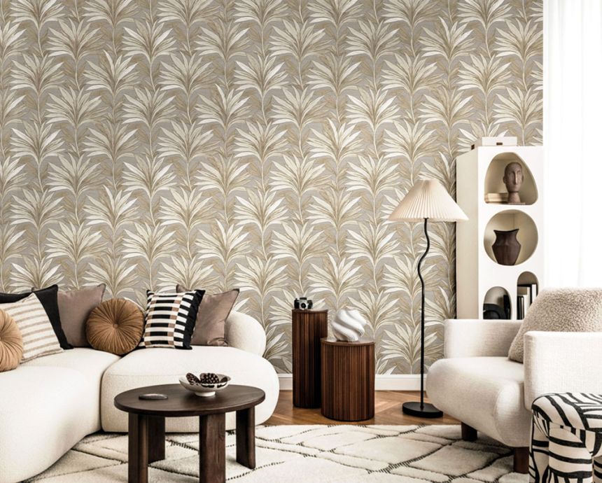 Vliesová tapeta na zeď, šedá, béžová, listy, 5810, Jaipur, Parato by Cristiana Masi