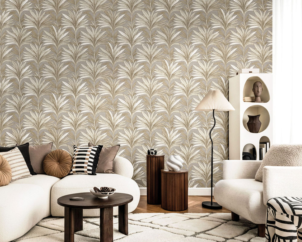 Vliesová tapeta na zeď, šedá, béžová, listy, 5810, Jaipur, Parato by Cristiana Masi