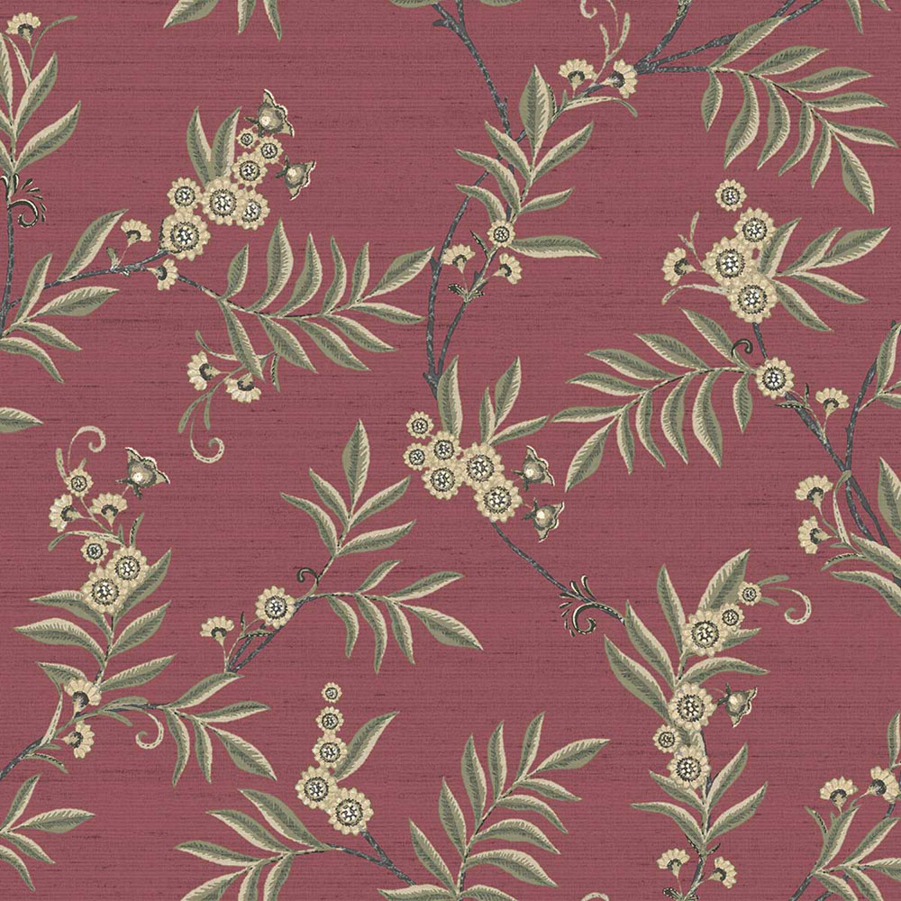 Vliesová tapeta na zeď, vínová, zelená, rozkvetlé větvičky, 7704, Agora, Parato by Cristiana Masi