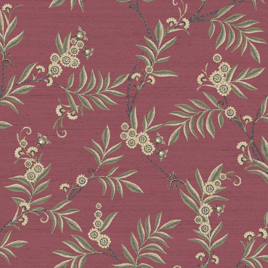 Vliesová tapeta na zeď, vínová, zelená, rozkvetlé větvičky, 7704, Agora, Parato by Cristiana Masi