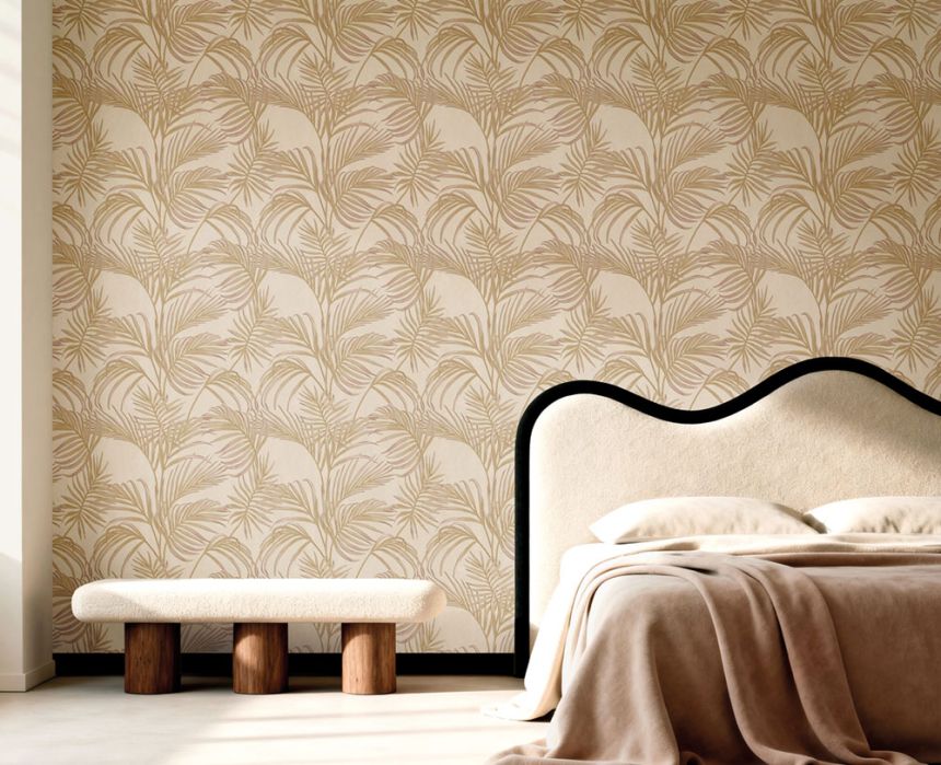 Luxusní hnědo-béžová vliesová tapeta s palmovými listy, 7732 Agora Parato by Cristiana Masi