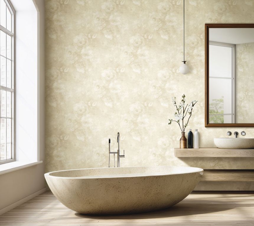 Vliesová tapeta na zeď, béžová, krémová, květiny, BM31041, Blumarine, Emiliana Parati 