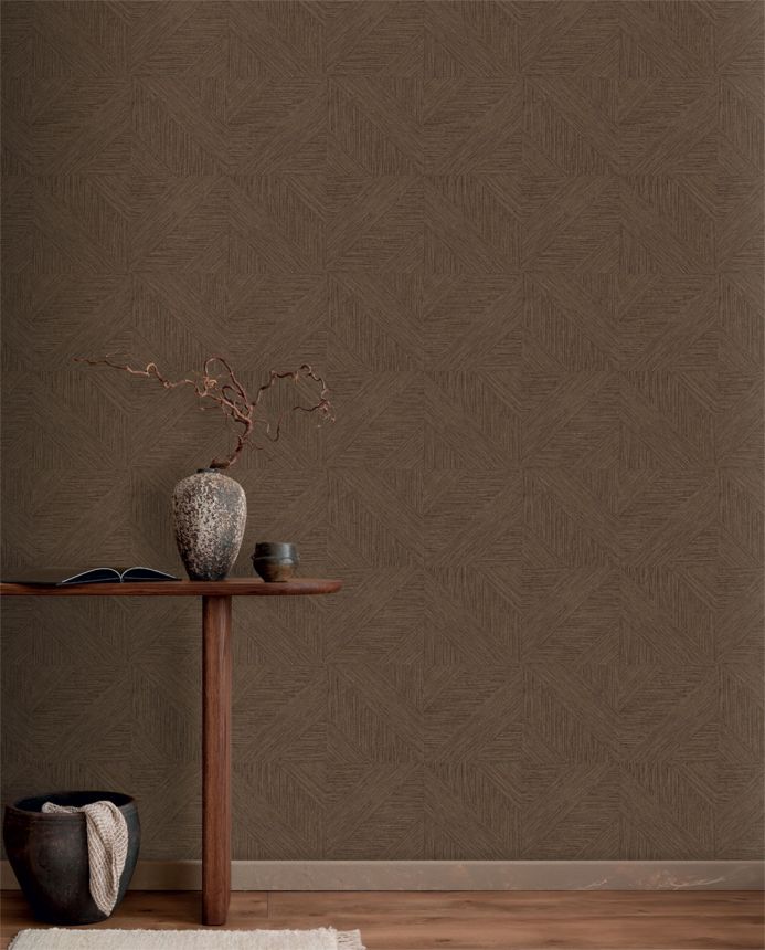 Vliesová tapeta na zeď, parketový vzor, textura rohože, hnědá, černá, IM28012, Imani, Decoprint