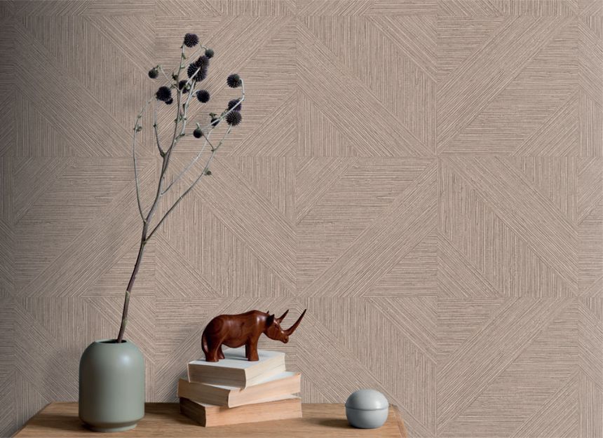 Vliesová tapeta na zeď, parketový vzor, textura rohože, hnědá, šedá, IM28014, Imani, Decoprint