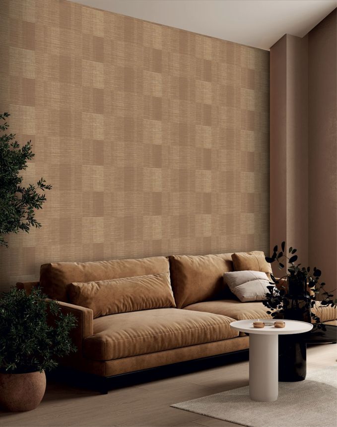 Geometrická vliesová tapeta na zeď, oranžová, hnědá, IM28031, Imani, Decoprint