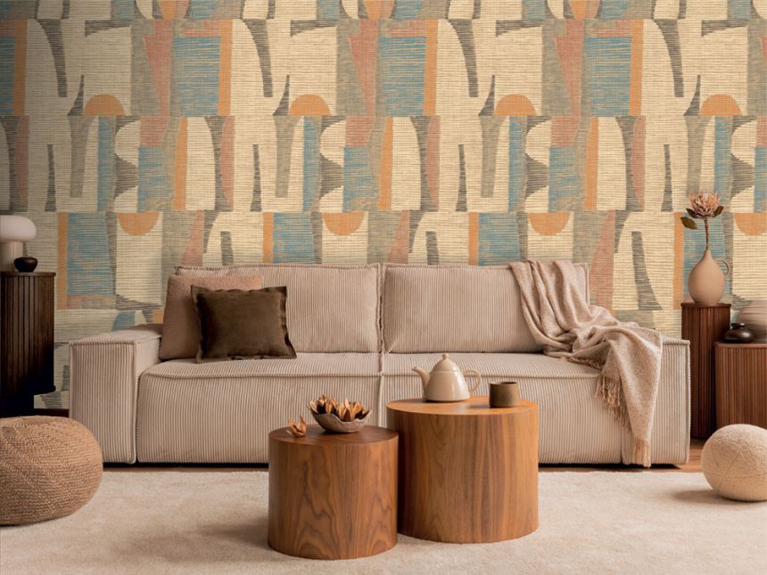 Geometrická vliesová obrazová tapeta na zeď, béžová, šedá, IMD28100, Imani, Decoprint