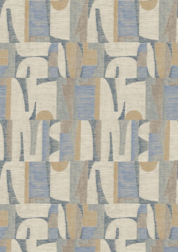 Geometrická vliesová obrazová tapeta na zeď, béžová, modrá, IMD28102, Imani, Decoprint