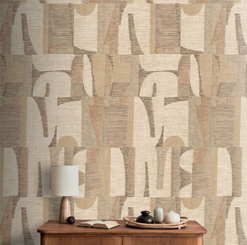 Geometrická vliesová obrazová tapeta na zeď, béžová, hnědá, IMD28103, Imani, Decoprint